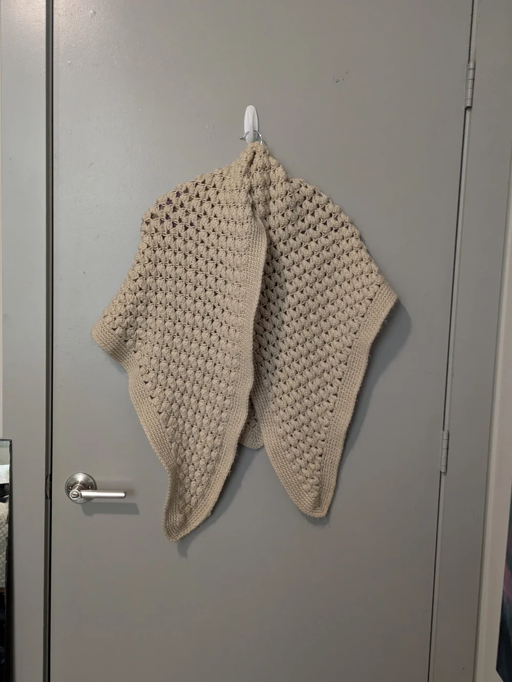 Chunky Crochet Knit Wrap Scarf in Cream